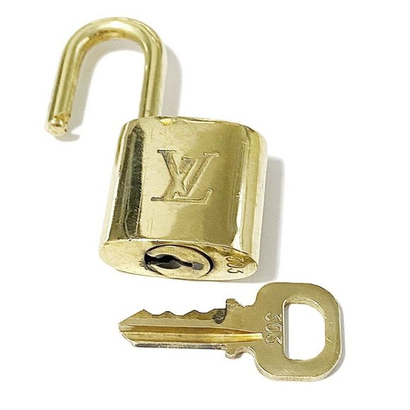 Authentic LOUIS VUITTON LV 10 SET PADLOCK KEY BAG CHARM CADENA GOLD-PLATED - Picture 4 of 4